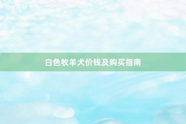 白色牧羊犬价钱及购买指南